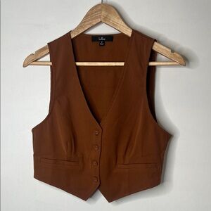 Lulu's Rust Brown Button-Front Vest